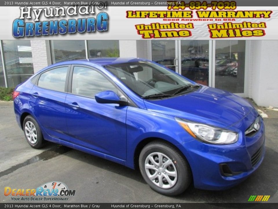 2013 Hyundai Accent GLS 4 Door Marathon Blue / Gray Photo #1