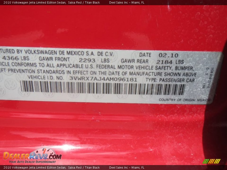2010 Volkswagen Jetta Limited Edition Sedan Salsa Red / Titan Black Photo #14