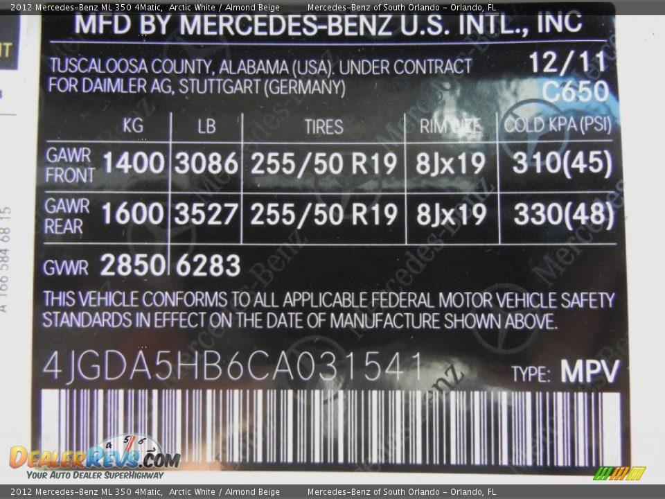 2012 Mercedes-Benz ML 350 4Matic Arctic White / Almond Beige Photo #34