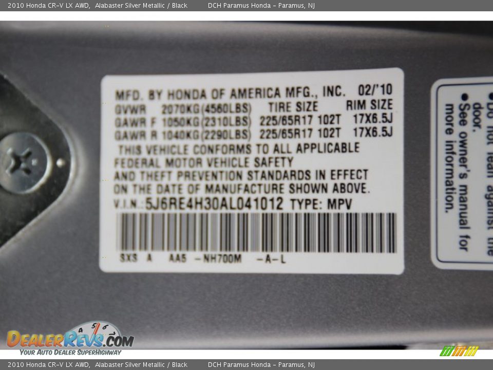 2010 Honda CR-V LX AWD Alabaster Silver Metallic / Black Photo #26