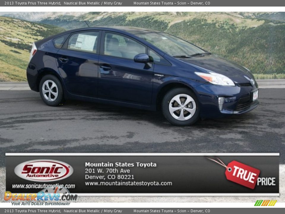 2013 Toyota Prius Three Hybrid Nautical Blue Metallic / Misty Gray Photo #1