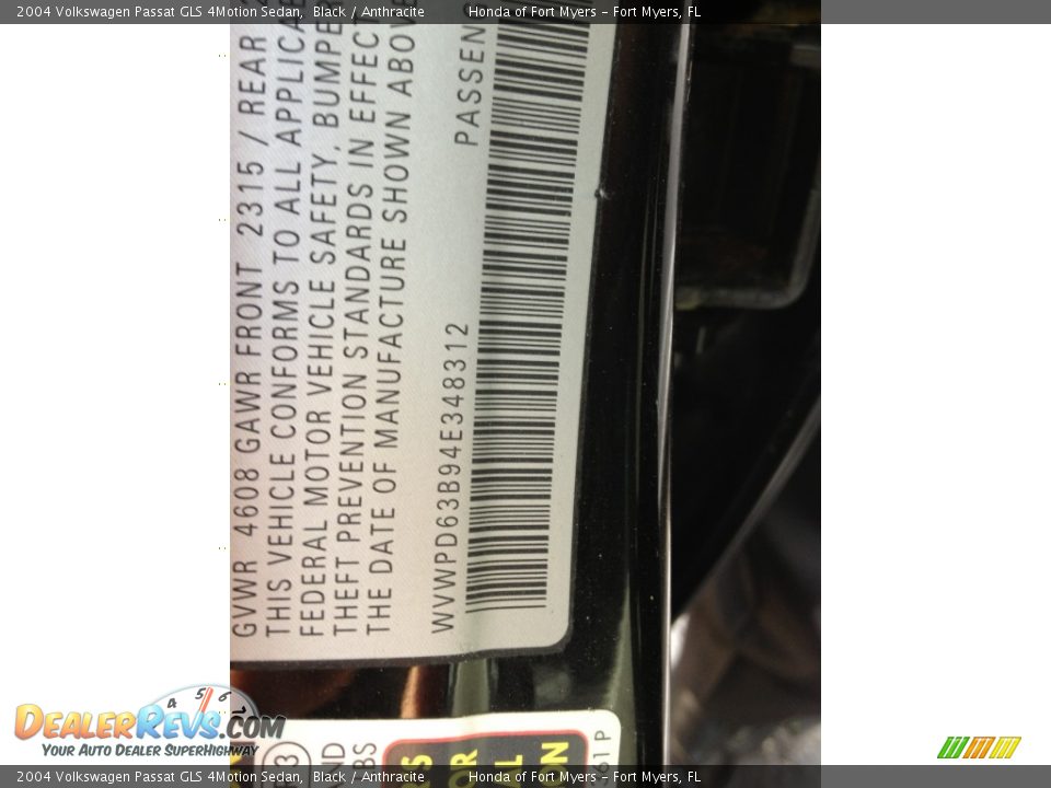 2004 Volkswagen Passat GLS 4Motion Sedan Black / Anthracite Photo #5