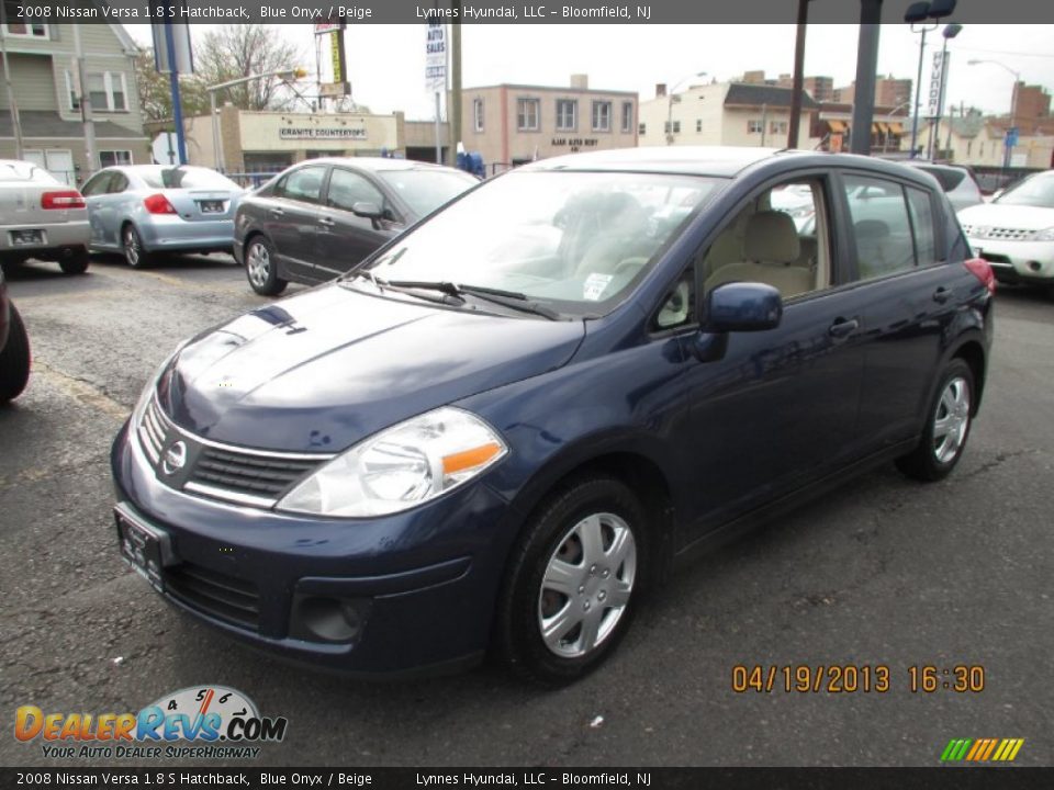2008 Nissan Versa 1.8 S Hatchback Blue Onyx / Beige Photo #3