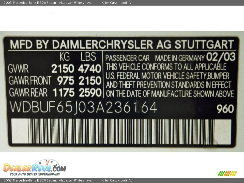 2003 Mercedes-Benz E 320 Sedan Alabaster White / Java Photo #35