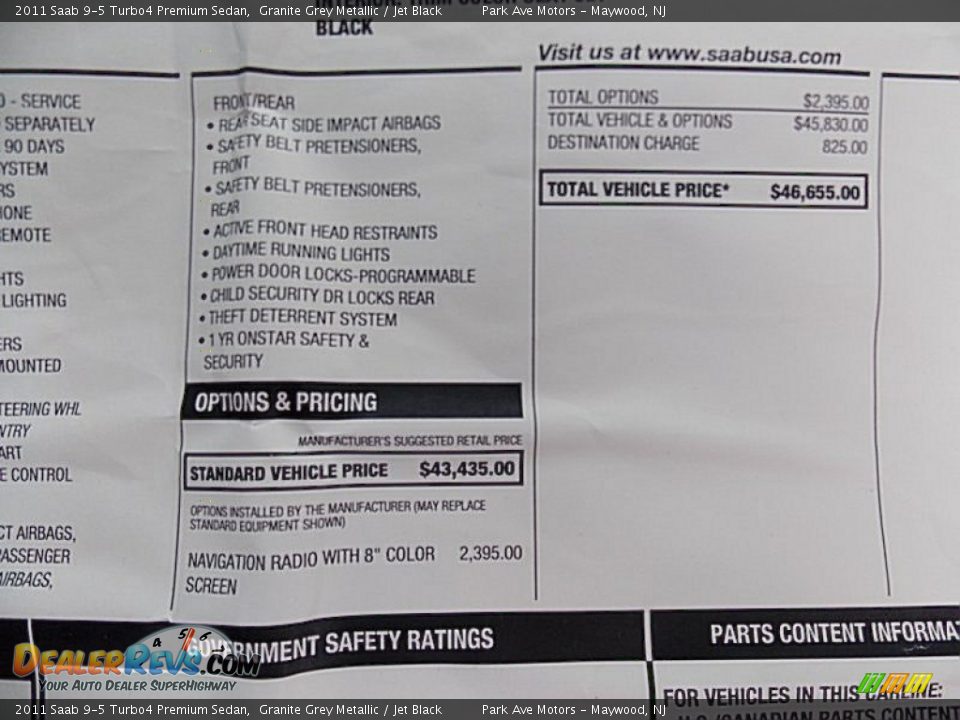 2011 Saab 9-5 Turbo4 Premium Sedan Granite Grey Metallic / Jet Black Photo #27