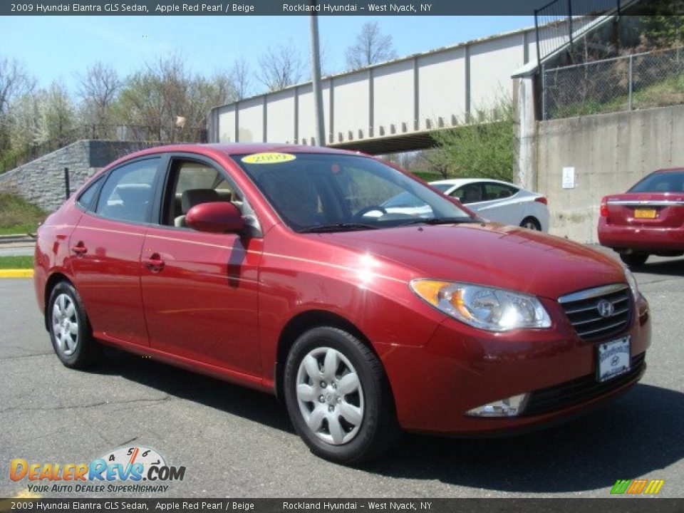 2009 Hyundai Elantra GLS Sedan Apple Red Pearl / Beige Photo #3