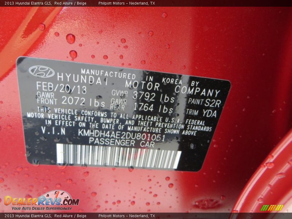 2013 Hyundai Elantra GLS Red Allure / Beige Photo #31