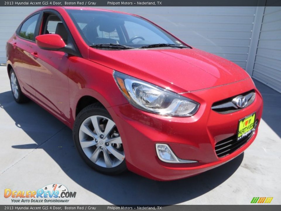 2013 Hyundai Accent GLS 4 Door Boston Red / Gray Photo #1