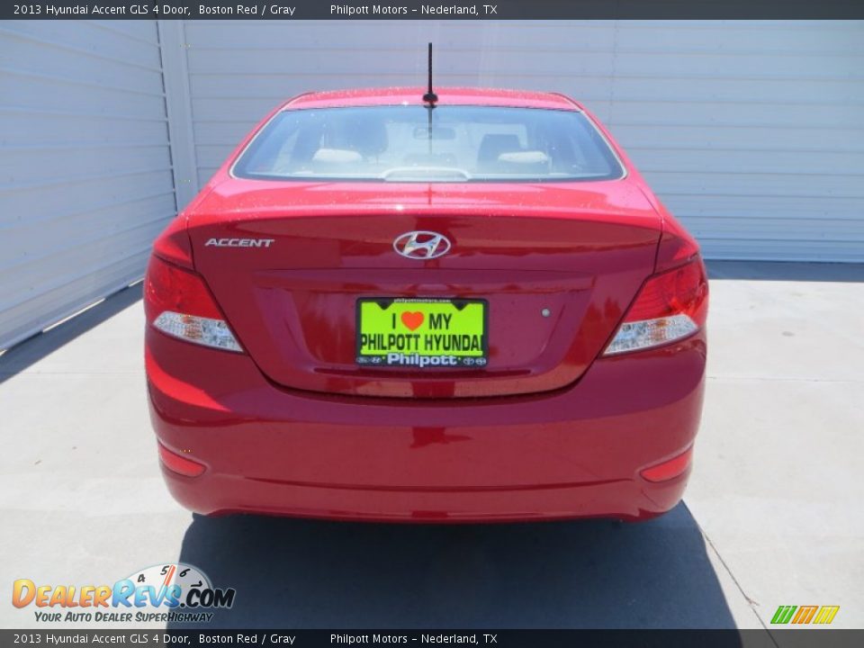 2013 Hyundai Accent GLS 4 Door Boston Red / Gray Photo #4