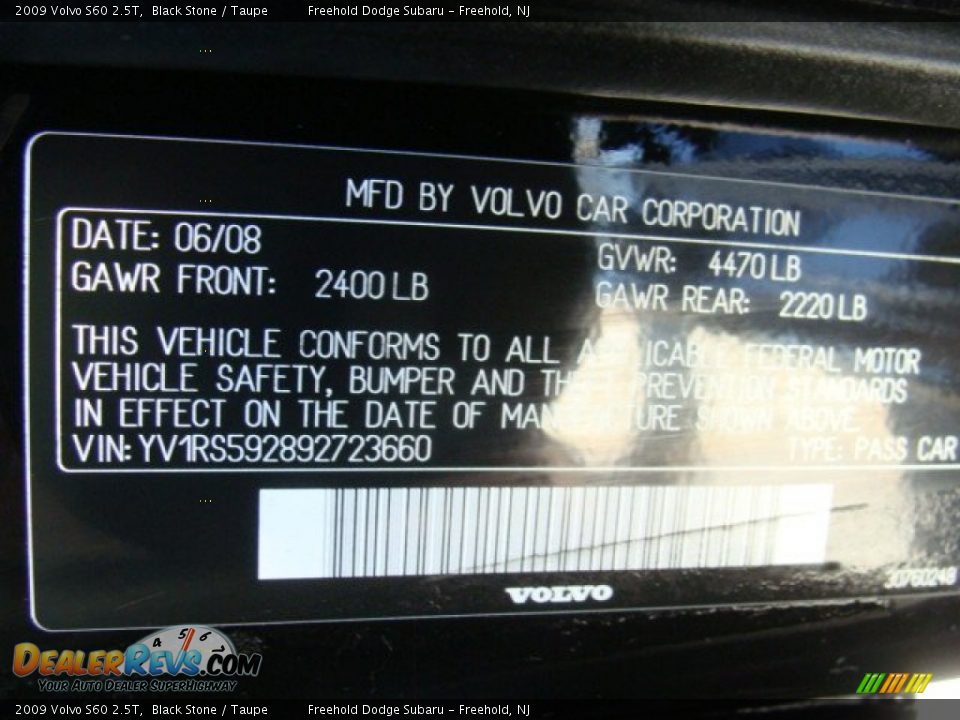 2009 Volvo S60 2.5T Black Stone / Taupe Photo #15