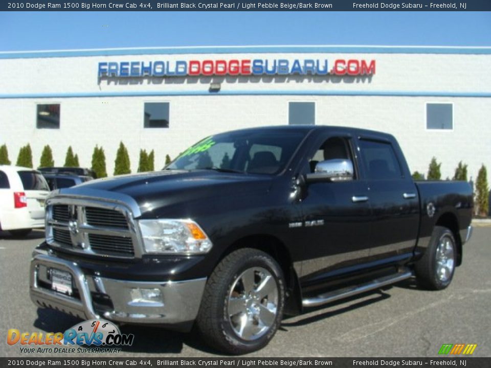 2010 Dodge Ram 1500 Big Horn Crew Cab 4x4 Brilliant Black Crystal Pearl / Light Pebble Beige/Bark Brown Photo #1