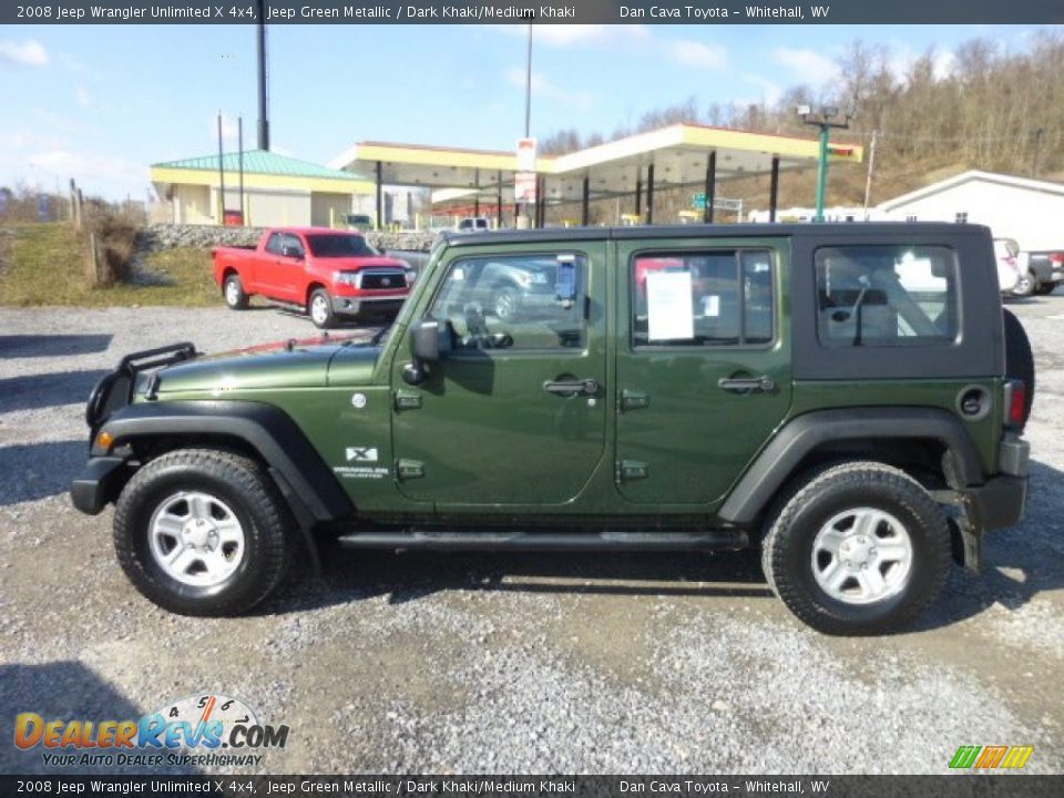 2008 Jeep Wrangler Unlimited X 4x4 Jeep Green Metallic / Dark Khaki/Medium Khaki Photo #4