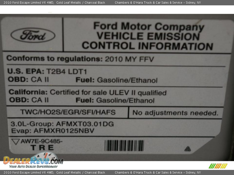 2010 Ford Escape Limited V6 4WD Gold Leaf Metallic / Charcoal Black Photo #13