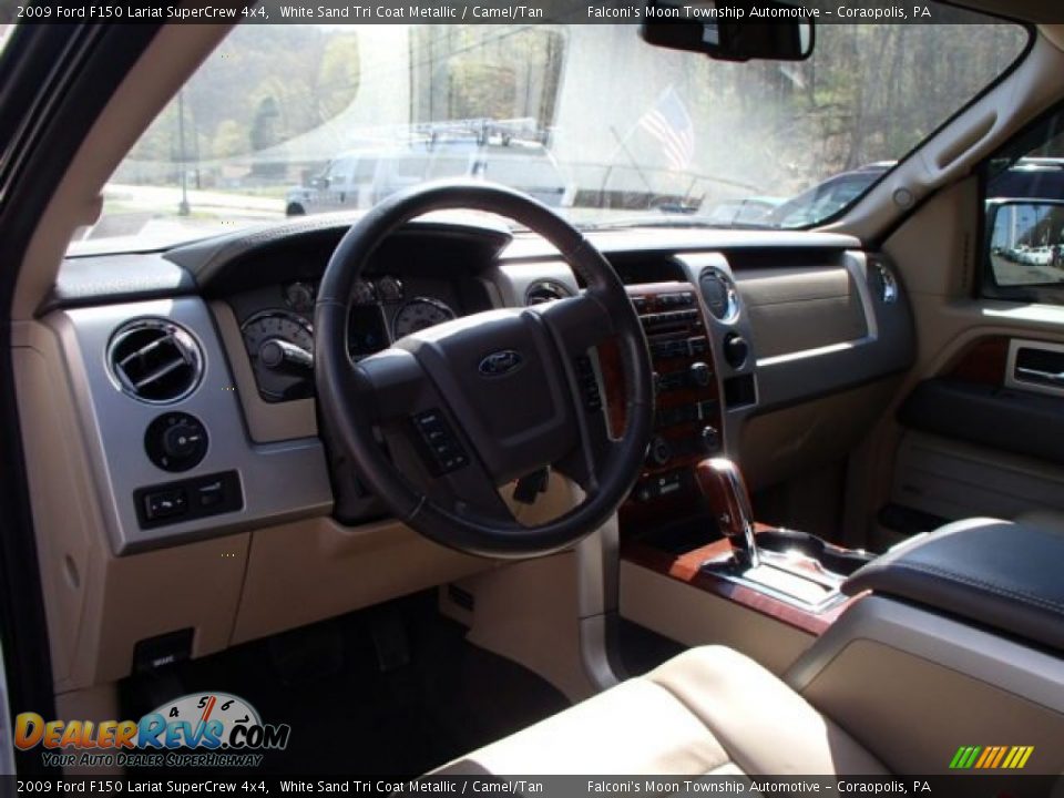 2009 Ford F150 Lariat SuperCrew 4x4 White Sand Tri Coat Metallic / Camel/Tan Photo #10