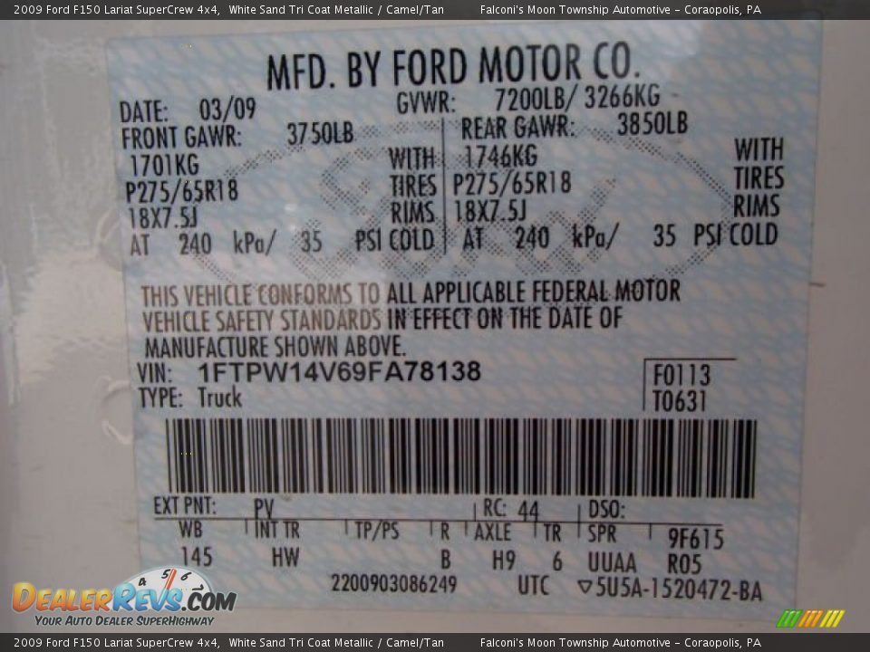 2009 Ford F150 Lariat SuperCrew 4x4 White Sand Tri Coat Metallic / Camel/Tan Photo #25