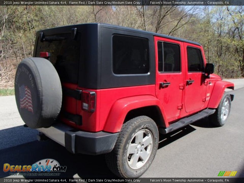 2010 Jeep Wrangler Unlimited Sahara 4x4 Flame Red / Dark Slate Gray/Medium Slate Gray Photo #8