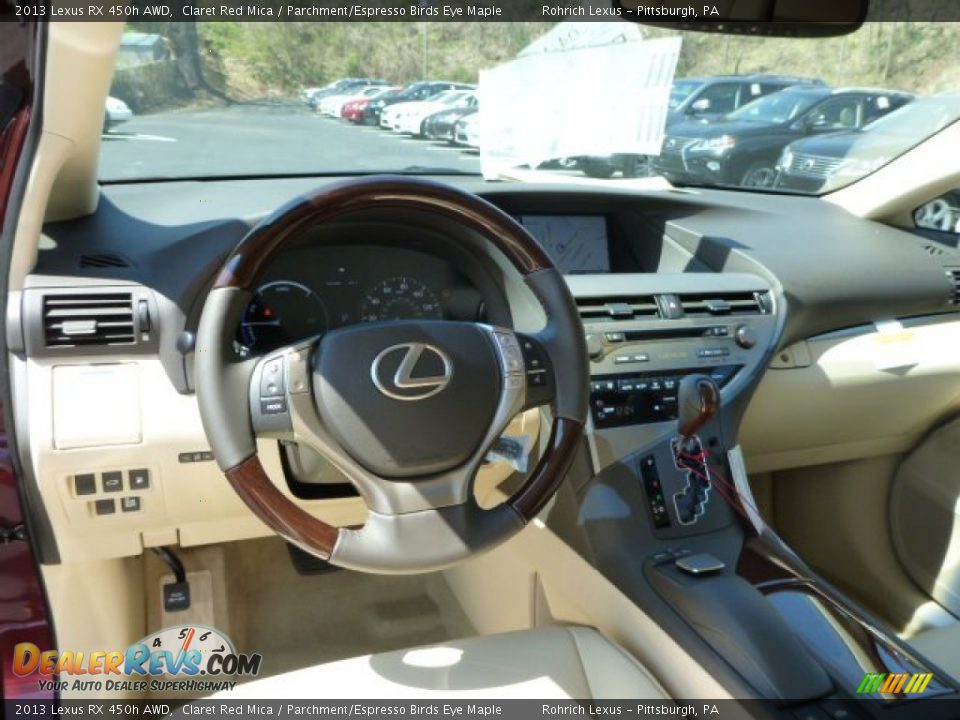 2013 Lexus RX 450h AWD Claret Red Mica / Parchment/Espresso Birds Eye Maple Photo #12