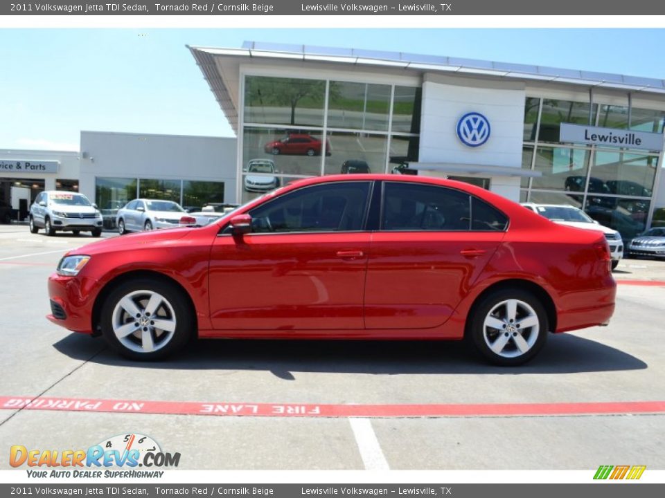 2011 Volkswagen Jetta TDI Sedan Tornado Red / Cornsilk Beige Photo #2