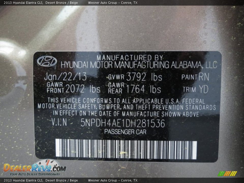 2013 Hyundai Elantra GLS Desert Bronze / Beige Photo #6