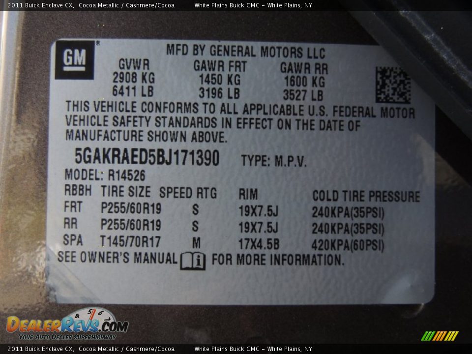 2011 Buick Enclave CX Cocoa Metallic / Cashmere/Cocoa Photo #26