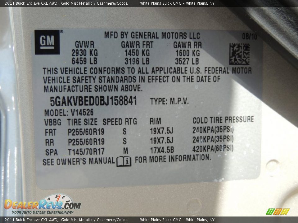 2011 Buick Enclave CXL AWD Gold Mist Metallic / Cashmere/Cocoa Photo #25