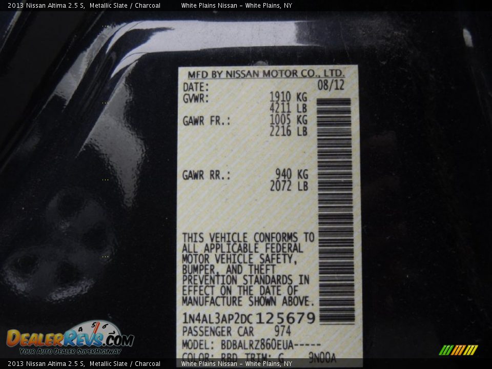 2013 Nissan Altima 2.5 S Metallic Slate / Charcoal Photo #26