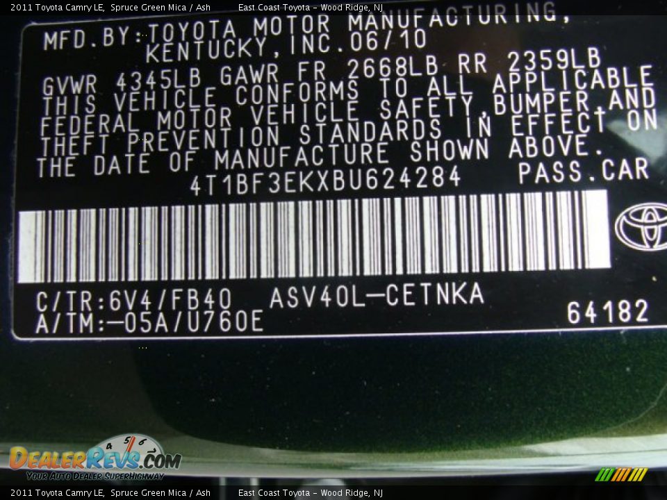 2011 Toyota Camry LE Spruce Green Mica / Ash Photo #15