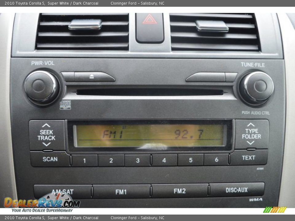 2010 Toyota Corolla S Super White / Dark Charcoal Photo #26