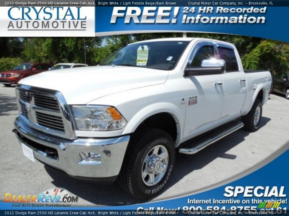 2012 Dodge Ram 2500 HD Laramie Crew Cab 4x4 Bright White / Light Pebble Beige/Bark Brown Photo #1