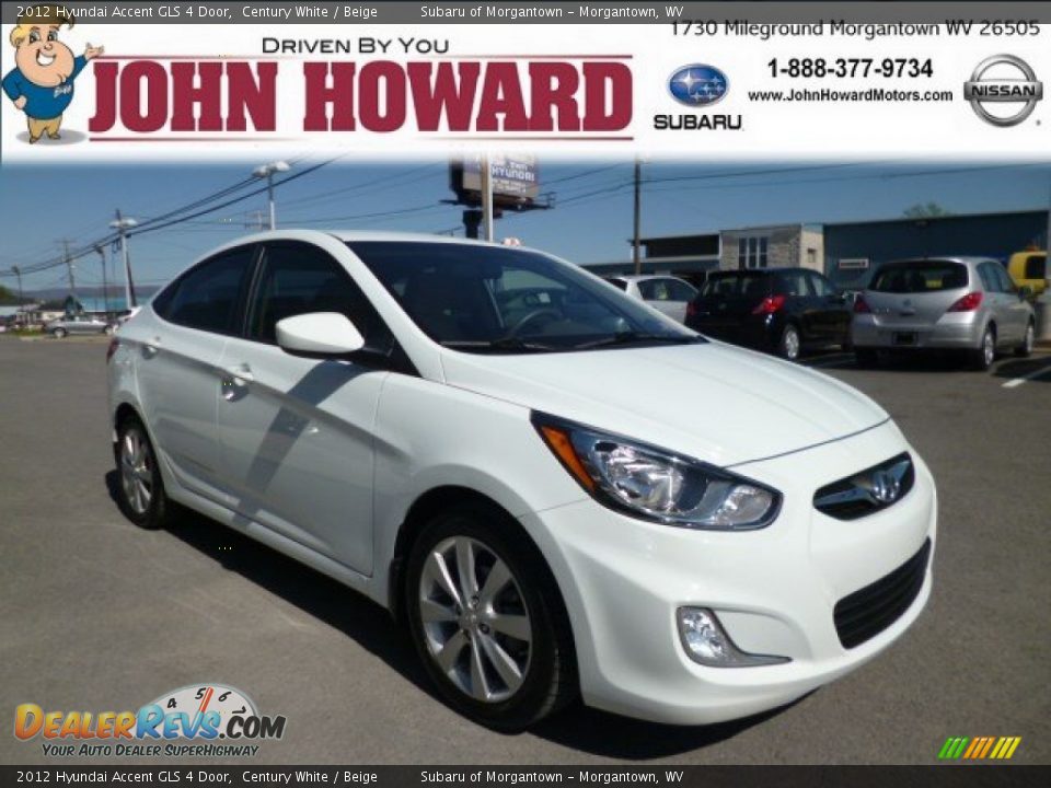 2012 Hyundai Accent GLS 4 Door Century White / Beige Photo #1