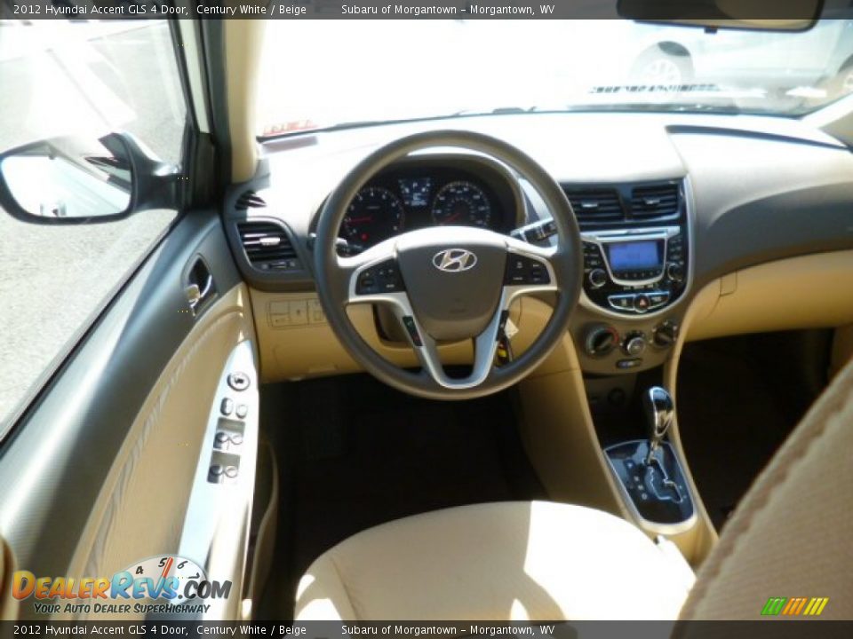 2012 Hyundai Accent GLS 4 Door Century White / Beige Photo #6