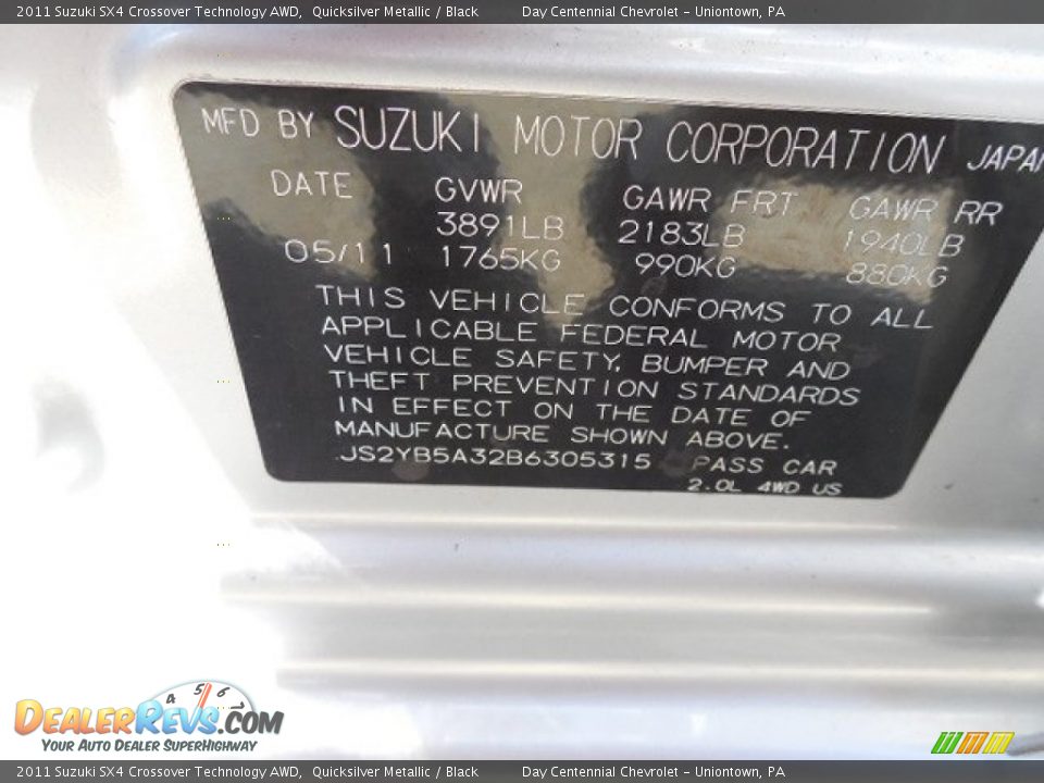 2011 Suzuki SX4 Crossover Technology AWD Quicksilver Metallic / Black Photo #19