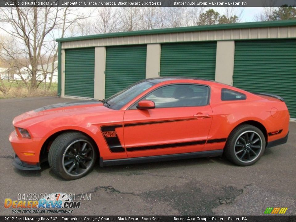 2012 Ford Mustang Boss 302 Competition Orange / Charcoal Black Recaro Sport Seats Photo #1