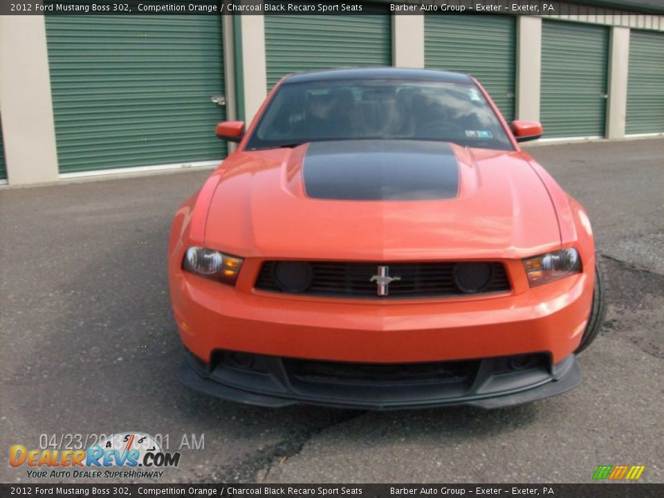 2012 Ford Mustang Boss 302 Competition Orange / Charcoal Black Recaro Sport Seats Photo #2