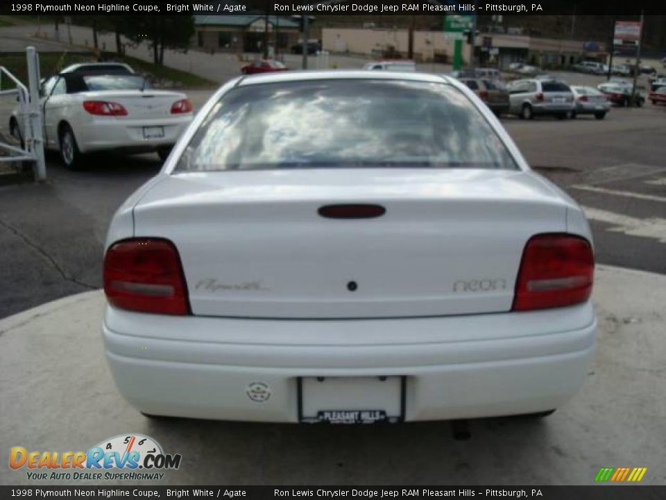 1998 Plymouth Neon Highline Coupe Bright White / Agate Photo #3