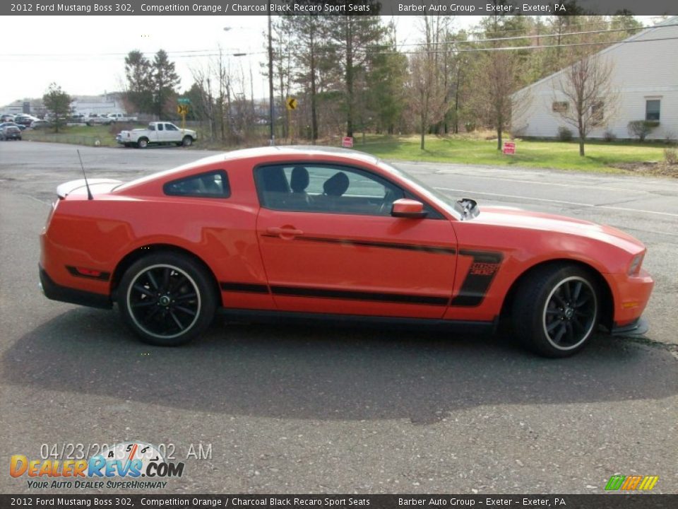 2012 Ford Mustang Boss 302 Competition Orange / Charcoal Black Recaro Sport Seats Photo #4