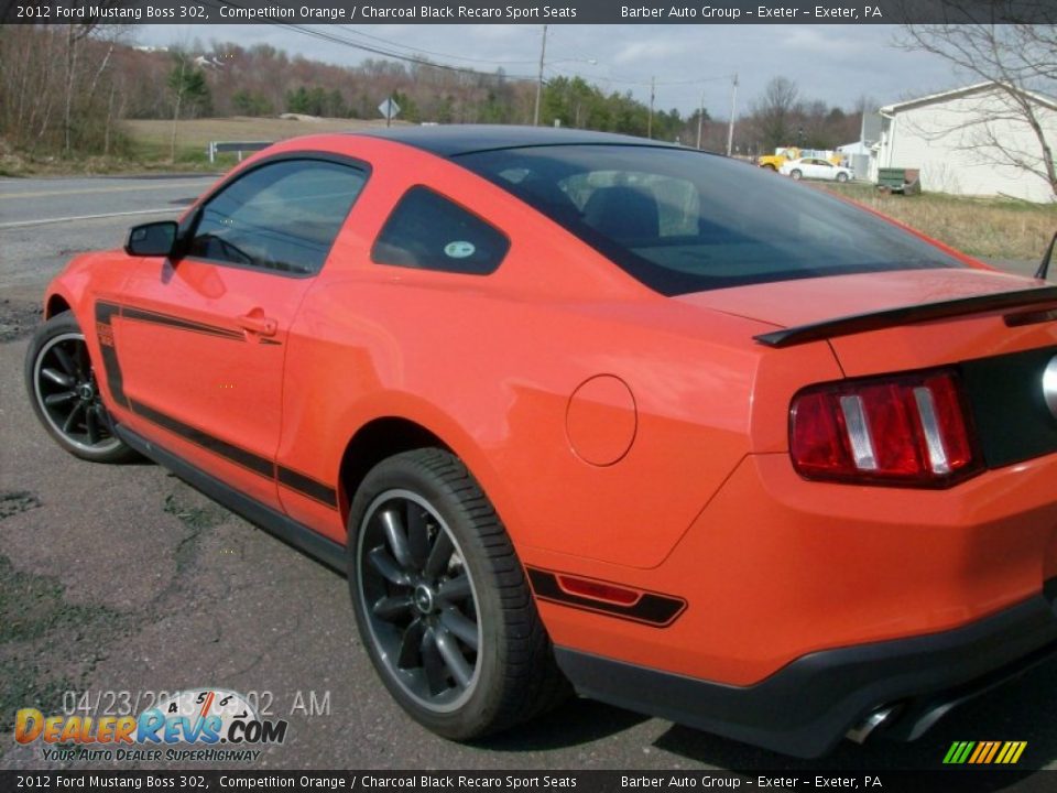 2012 Ford Mustang Boss 302 Competition Orange / Charcoal Black Recaro Sport Seats Photo #5