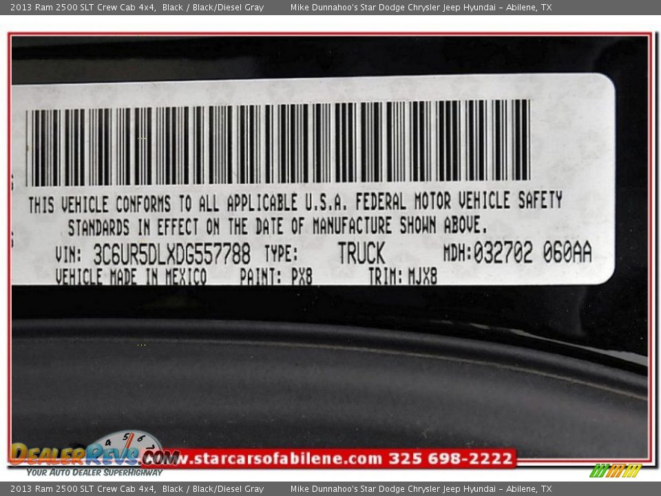 2013 Ram 2500 SLT Crew Cab 4x4 Black / Black/Diesel Gray Photo #11