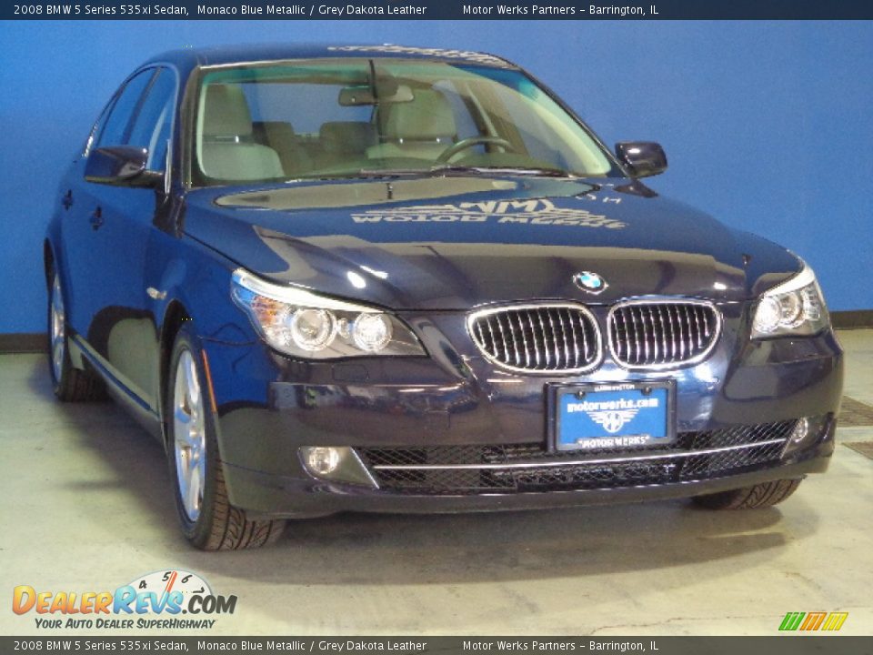 2008 BMW 5 Series 535xi Sedan Monaco Blue Metallic / Grey Dakota Leather Photo #2