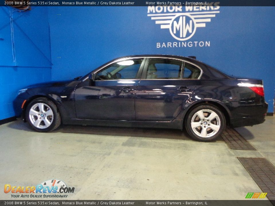 2008 BMW 5 Series 535xi Sedan Monaco Blue Metallic / Grey Dakota Leather Photo #8