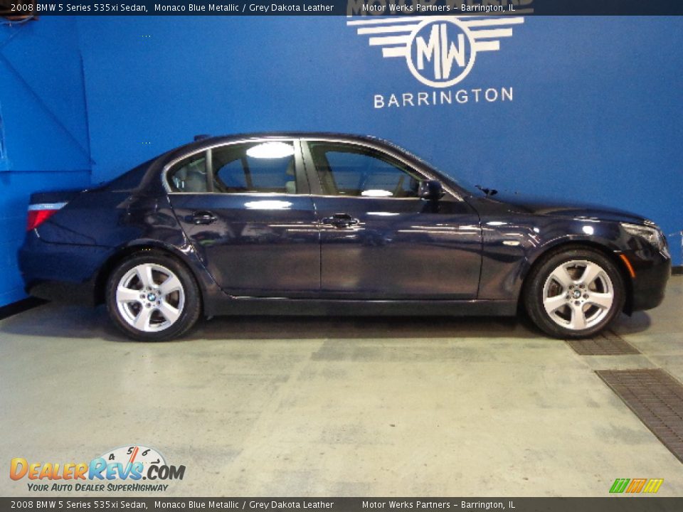 2008 BMW 5 Series 535xi Sedan Monaco Blue Metallic / Grey Dakota Leather Photo #18