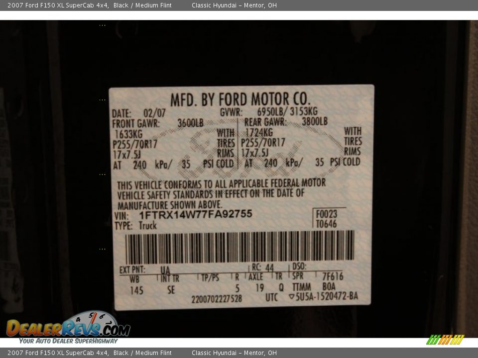 2007 Ford F150 XL SuperCab 4x4 Black / Medium Flint Photo #16