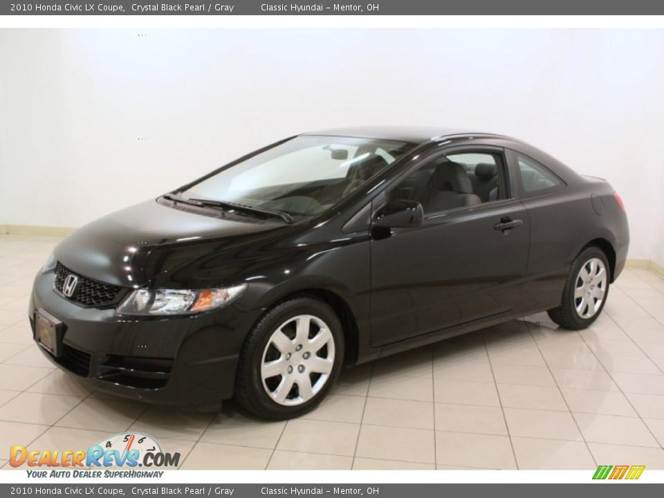 2010 Honda Civic LX Coupe Crystal Black Pearl / Gray Photo #3