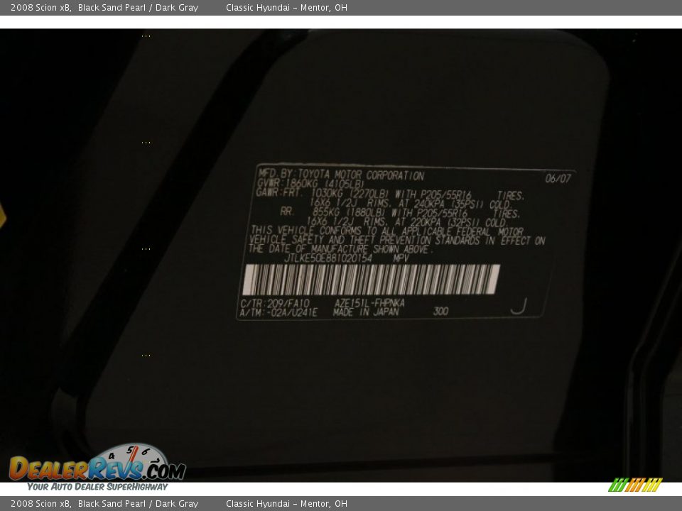 2008 Scion xB Black Sand Pearl / Dark Gray Photo #18