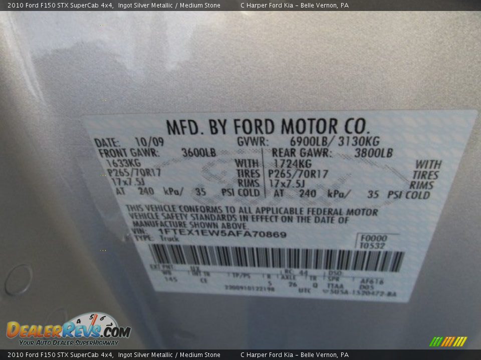 2010 Ford F150 STX SuperCab 4x4 Ingot Silver Metallic / Medium Stone Photo #24