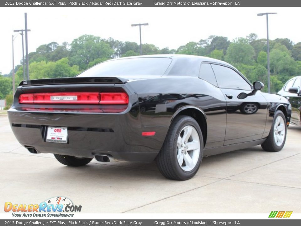 2013 Dodge Challenger SXT Plus Pitch Black / Radar Red/Dark Slate Gray Photo #4