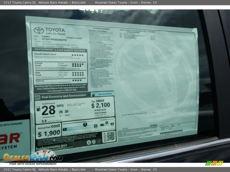 2013 Toyota Camry SE Attitude Black Metallic / Black/Ash Photo #10