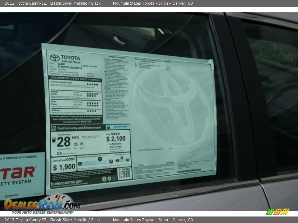 2013 Toyota Camry SE Classic Silver Metallic / Black Photo #10