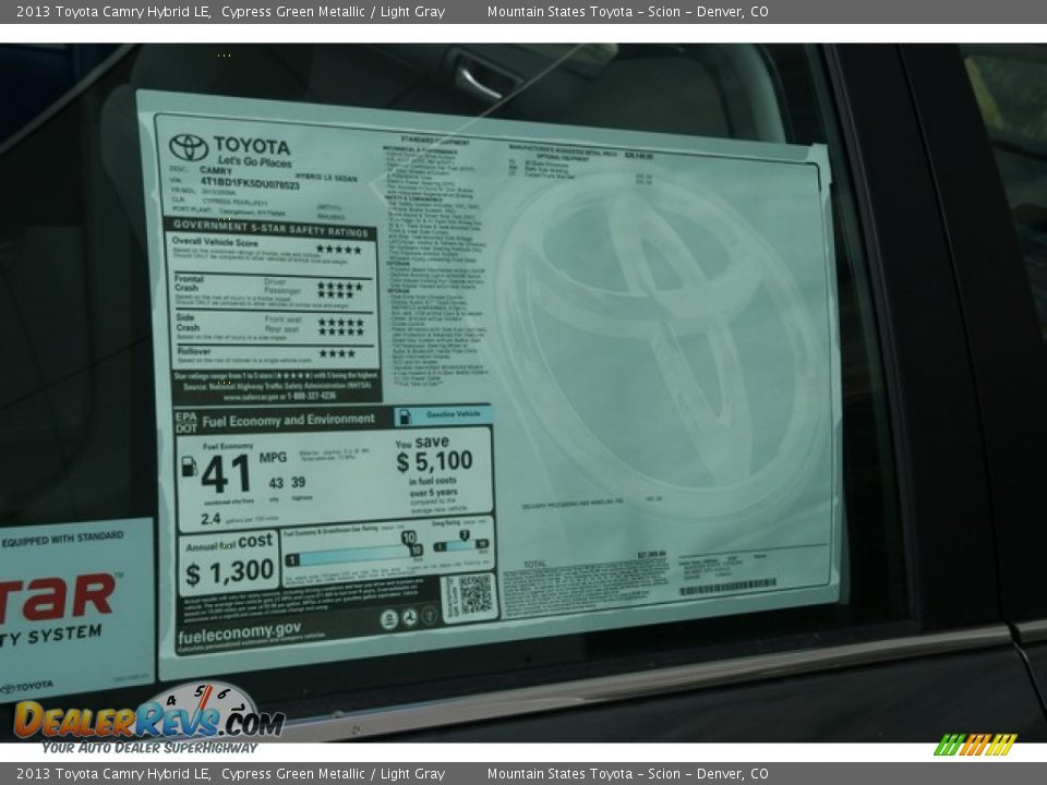2013 Toyota Camry Hybrid LE Cypress Green Metallic / Light Gray Photo #10