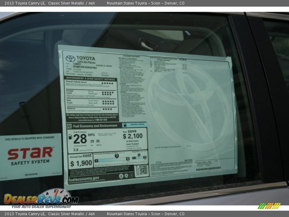 2013 Toyota Camry LE Classic Silver Metallic / Ash Photo #10